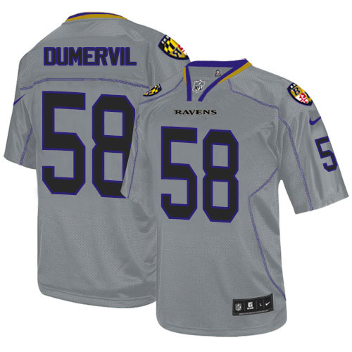 Men's Elite Elvis Dumervil Nike Jersey Lights Out Grey - #58 NFL Baltimore Ravens